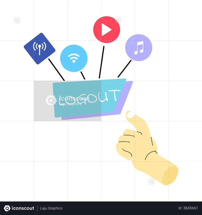 Logout from social media  Illustration