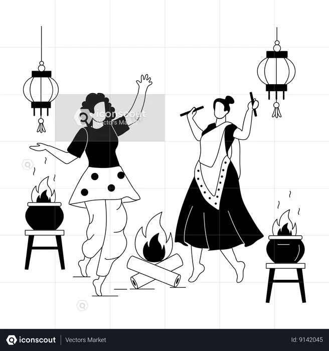 Lohri Dance  Illustration