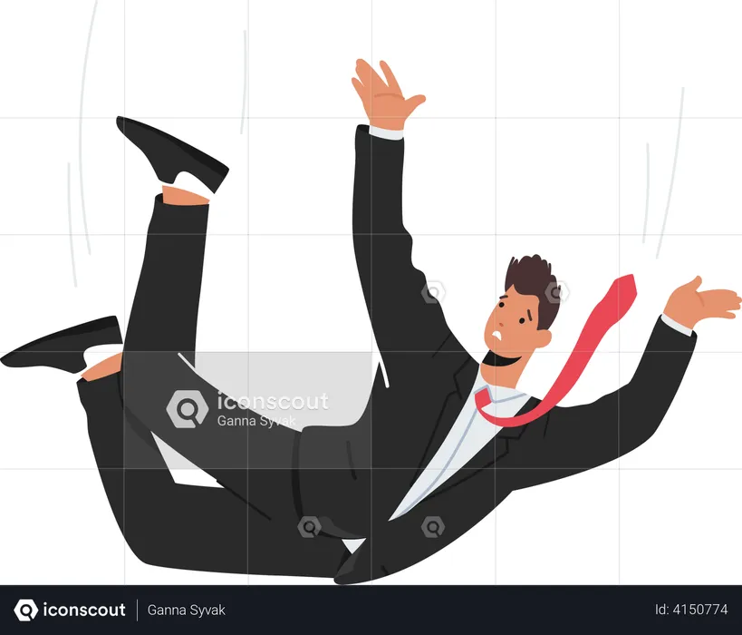 Lonely businessman falling down  Illustration