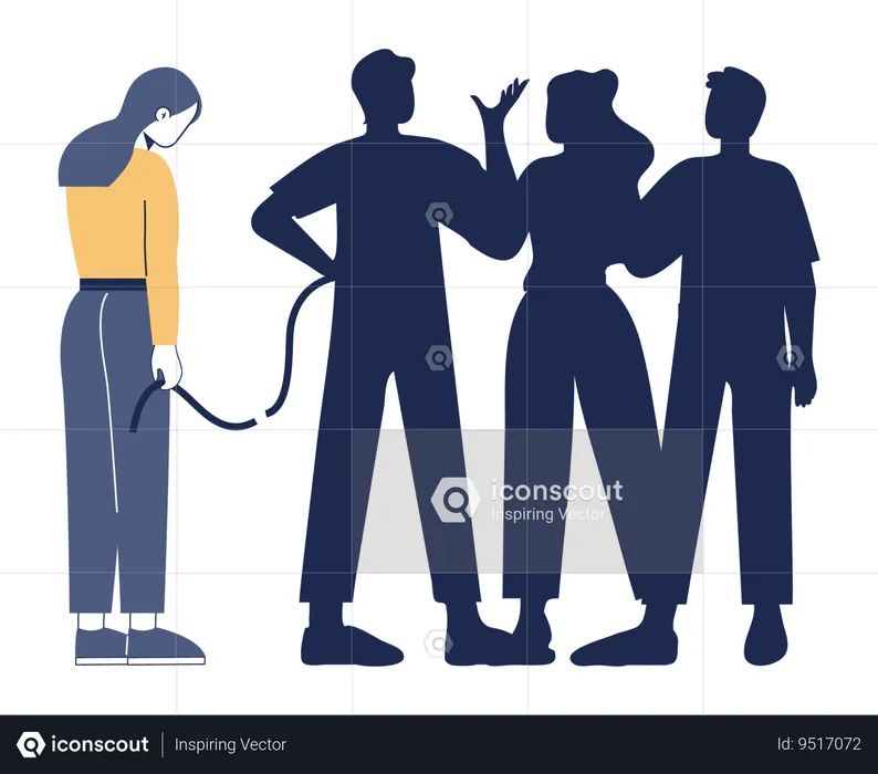 Lonely woman among friends  Illustration