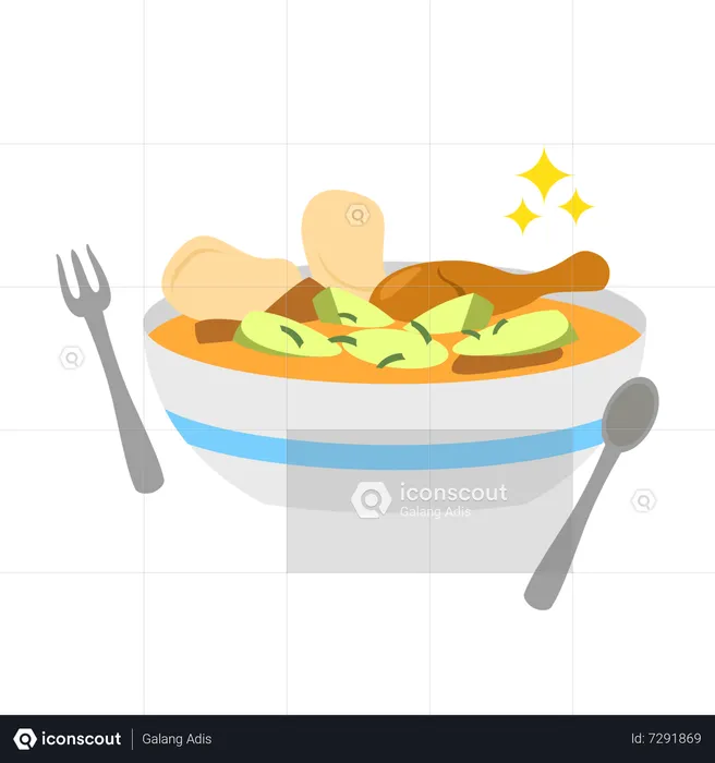 Lontong Meal  Illustration