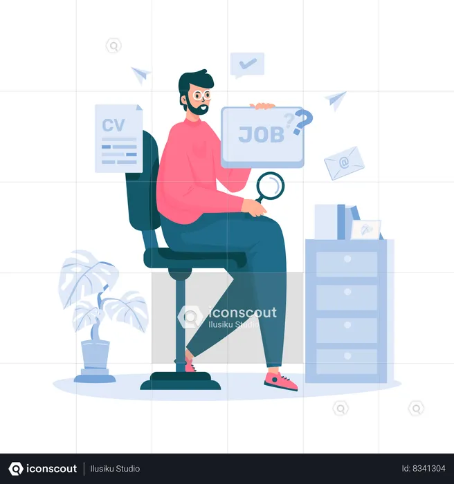 Looking for a new job online  Illustration