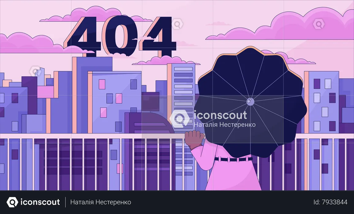 Looking on city from terrace error 404  Illustration