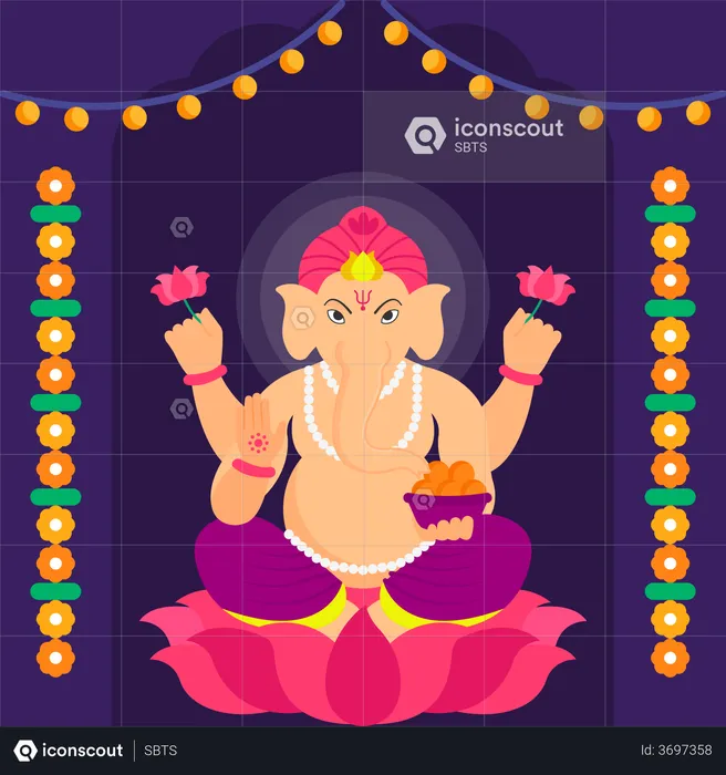 Best Premium Lord Ganesha Illustration download in PNG & Vector format