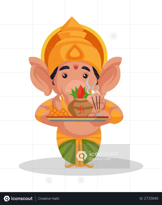 Lord Ganesha hält Anbetungsteller  Illustration