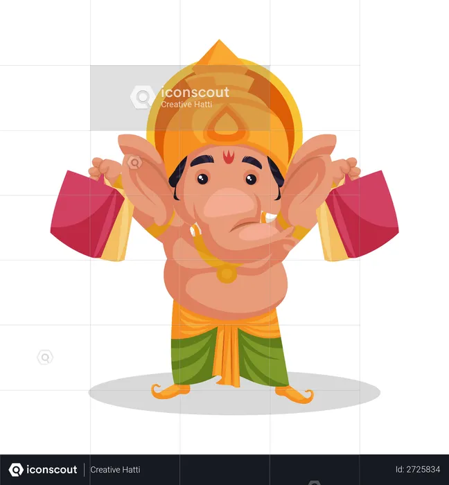 Lord Ganesha holding shopping bags  Illustration
