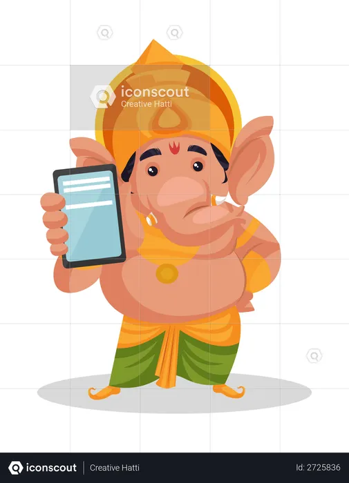 Lord Ganesha showing mobile  Illustration