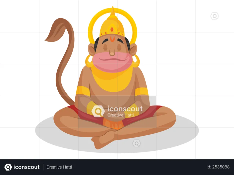 Lord Hanuman doing meditation  Illustration
