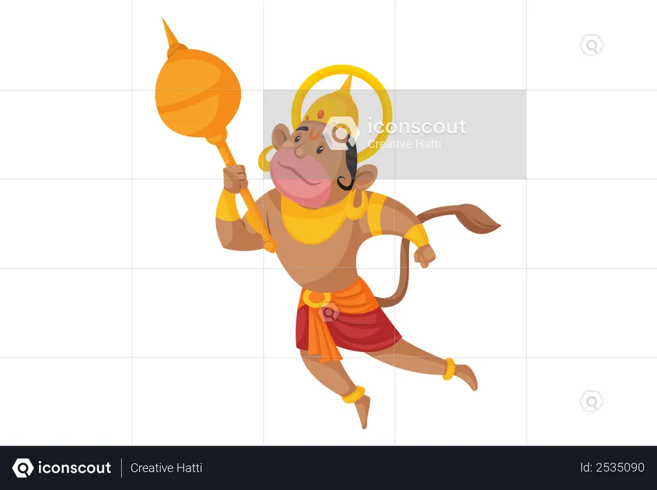 Lord Hanuman flying  Illustration