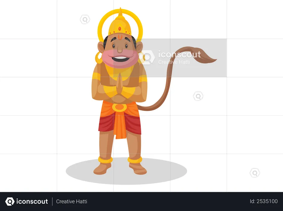 Lord Hanuman standing indian greeting pose  Illustration