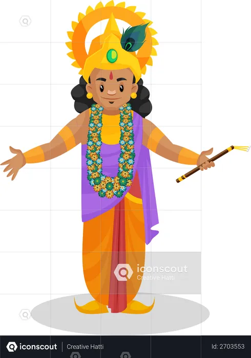 Best Premium Lord Krishna Illustration download in PNG & Vector format