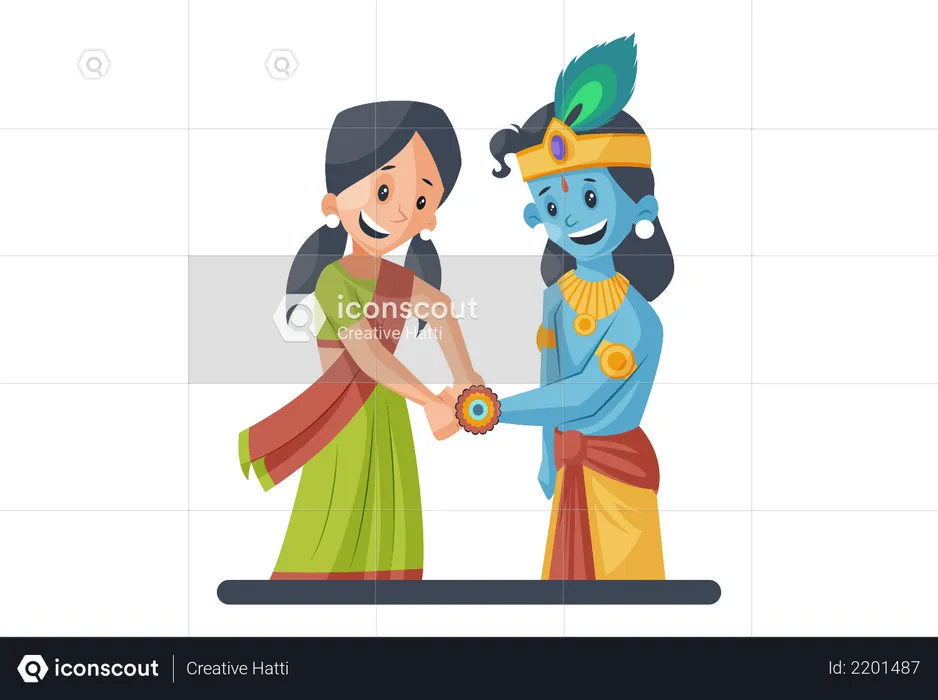 Lord krishna celebrating rakshabandhan  Illustration