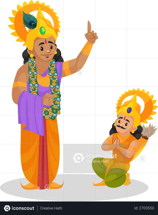 Best Lord Krishna giving guidance to Arjun Illustration download in PNG ...