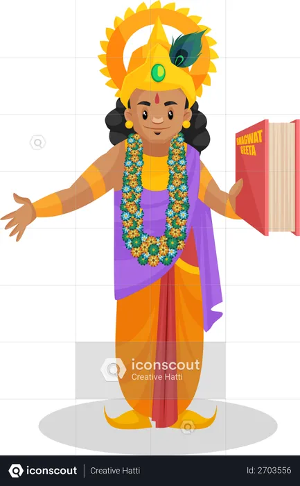 Lord Krishna holding bhagvat geeta  Illustration