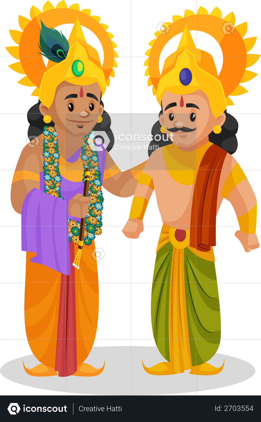 Best Premium Lord Krishna talking with Arjun Illustration download in ...