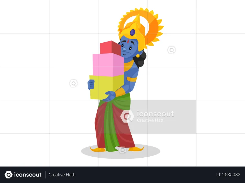 Lord Ram carrying boxes  Illustration