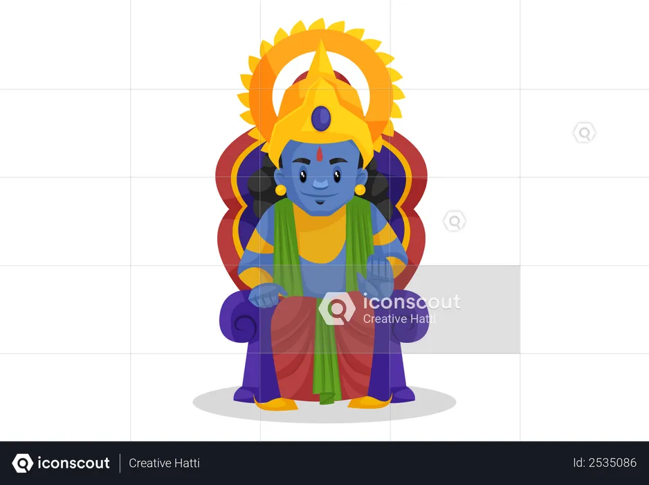 Lord Ram sitting on throne  Illustration