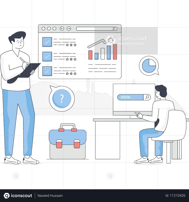 Los chicos están comprobando la clasificación gráfica.  Ilustración