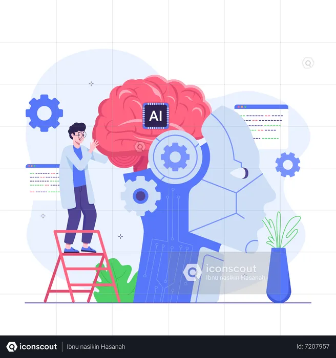 Los científicos están integrando cerebros de IA en cabezas de robots  Ilustración