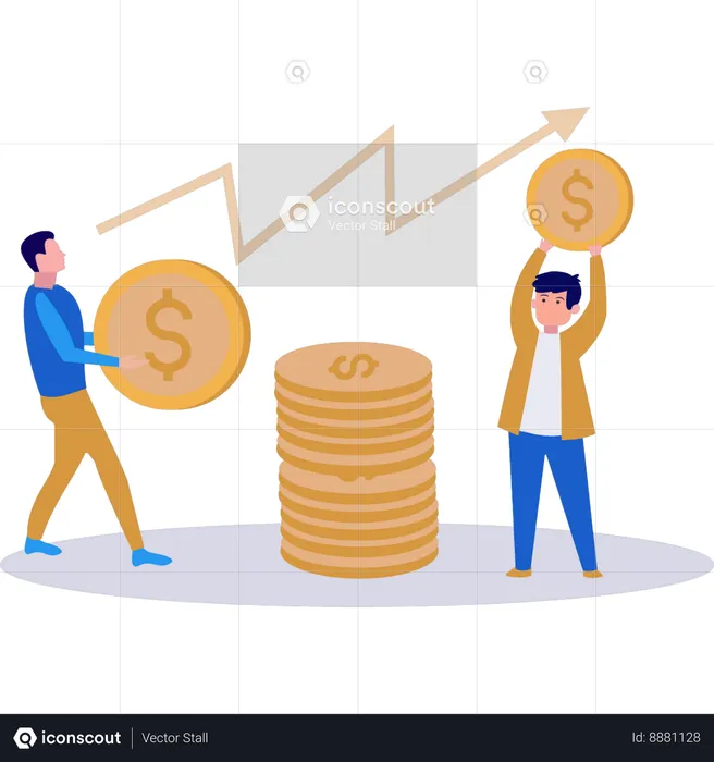 Los empresarios tienen monedas de un dólar  Ilustración