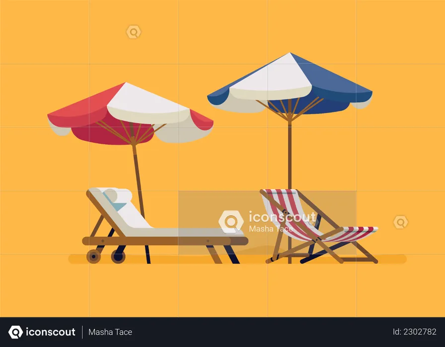 Lounge and deck chairs  Illustration