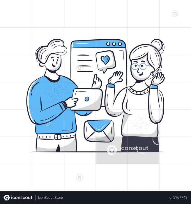 Love chatting on mobile  Illustration