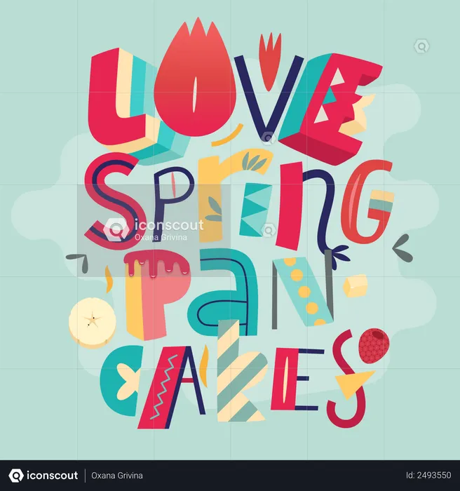 Love Spring Pancakes  Illustration