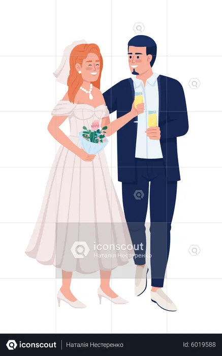 Lovely smiling couple in elegant attire  Illustration