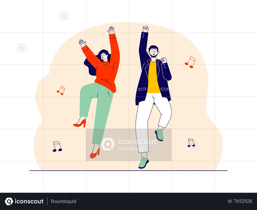 Loving couple dancing on music  Illustration