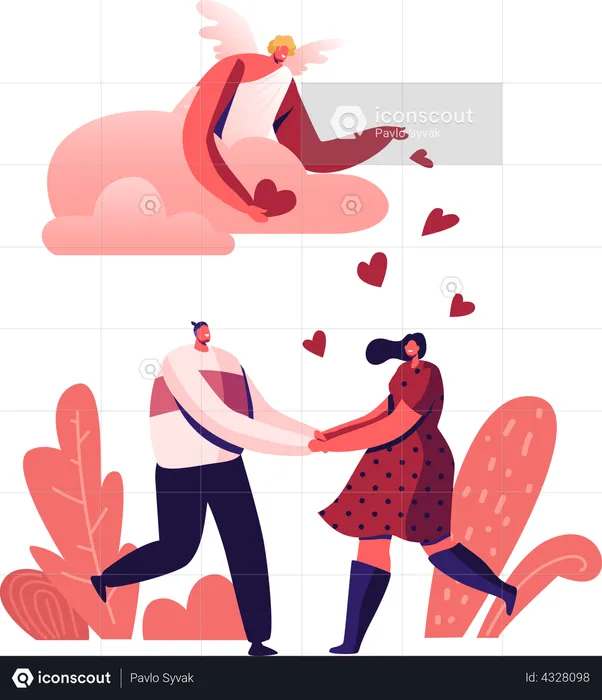 Loving Couple Having Dating  Illustration