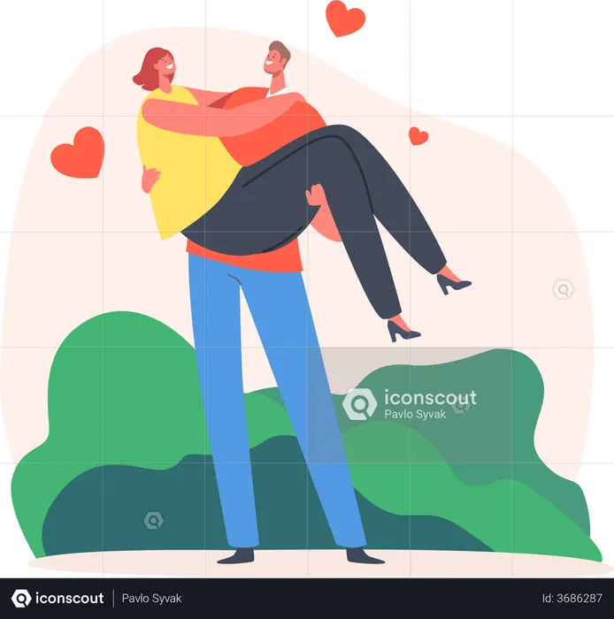 Loving Couple Romantic Relation  Illustration