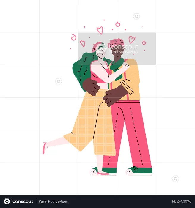 Loving mixed race couple  Illustration