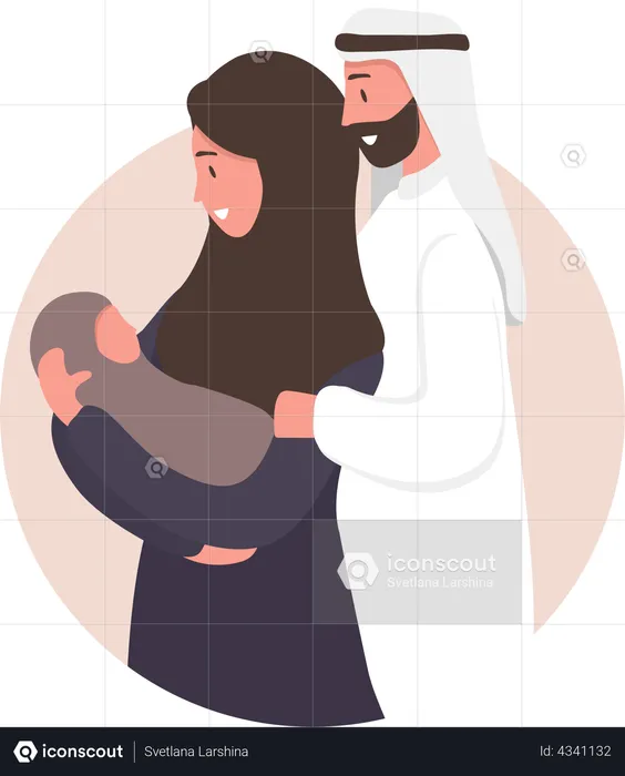 Loving parents with baby  Illustration