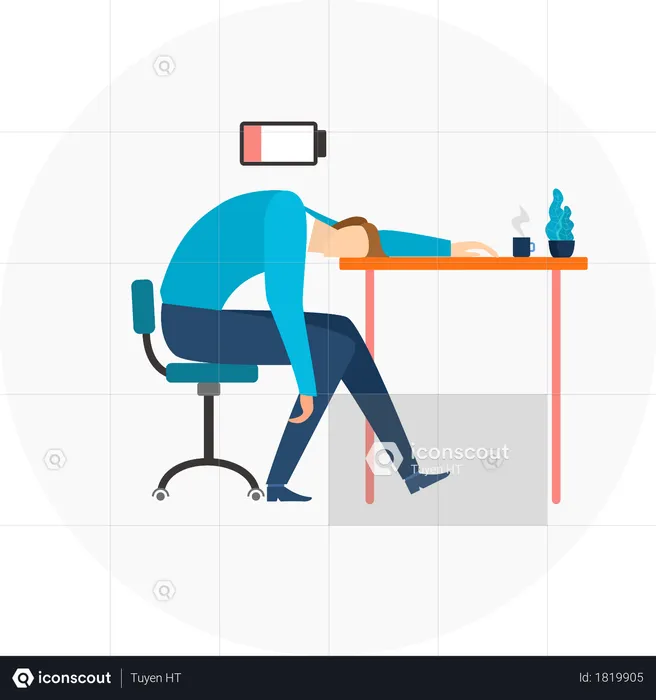 Low energy during work time  Illustration