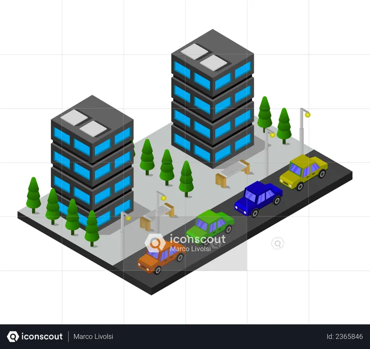 Low rise building  Illustration