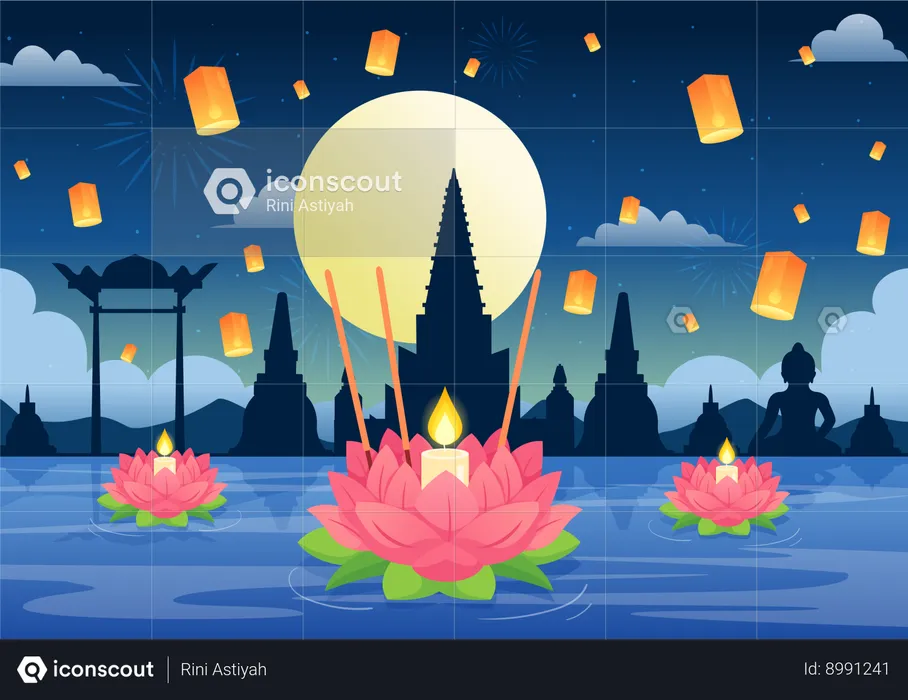 Festival Loy Krathong  Ilustração