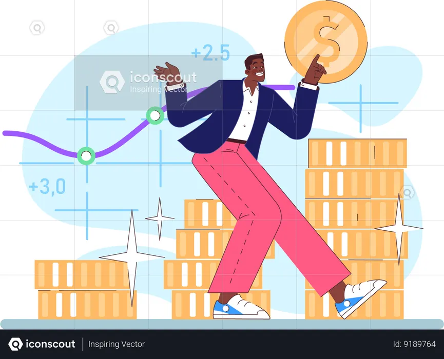 Lucro do mercado de ações  Ilustração