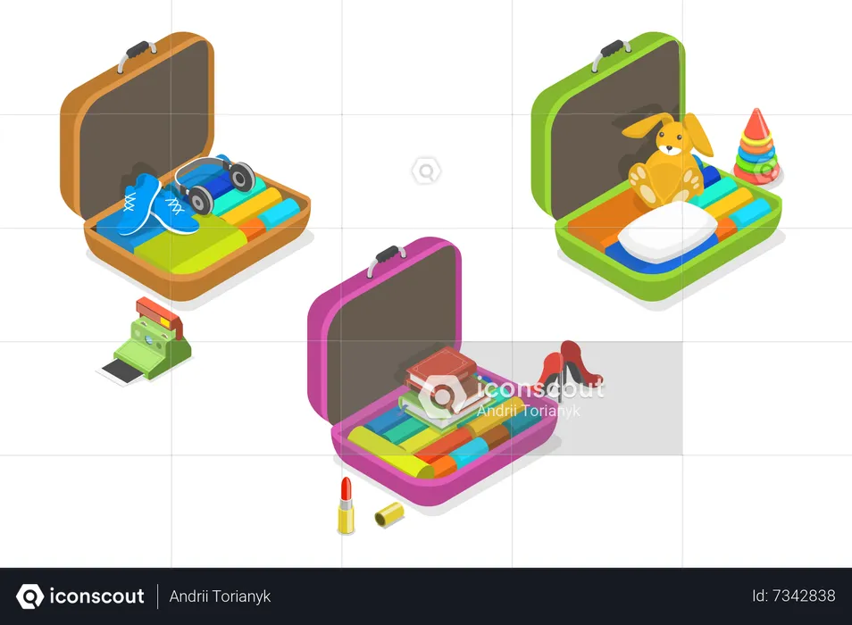 Luggages with Personal Belonging  Illustration