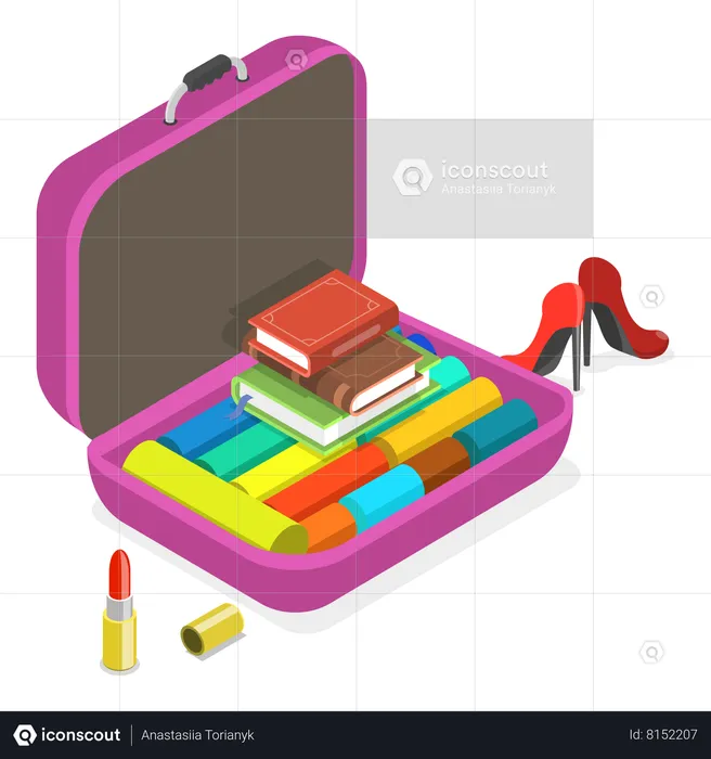 Luggages with Personal Belonging  Illustration