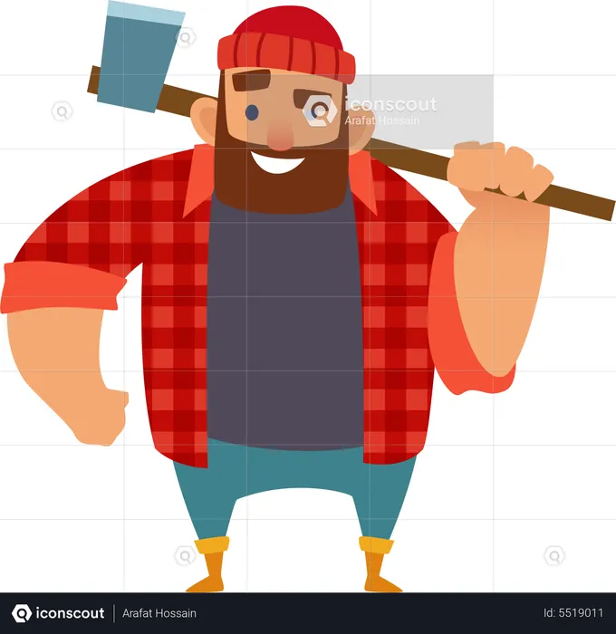 Lumberjack holding axe  Illustration