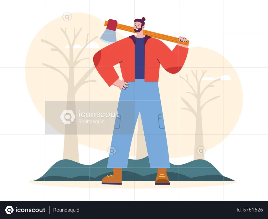 Lumberjack holding axe  Illustration