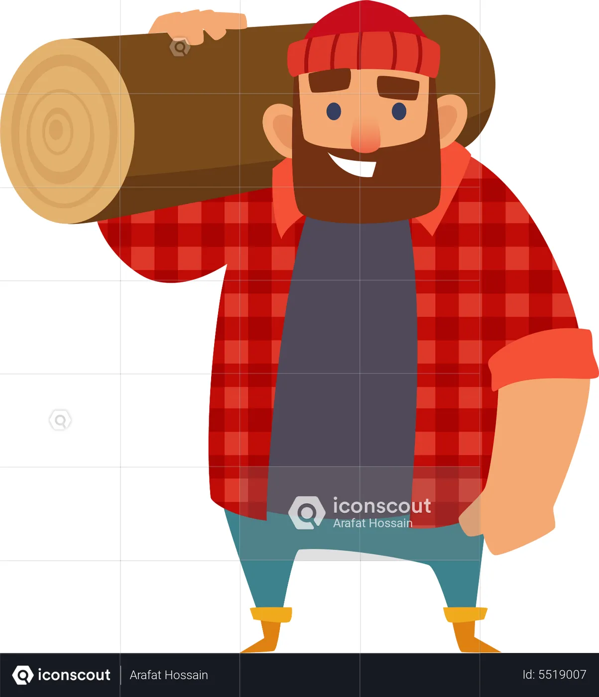 Best Lumberjack holding wood Illustration download in PNG & Vector format