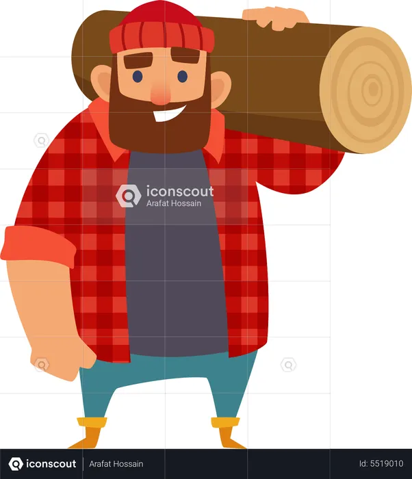 Lumberjack holding wood  Illustration