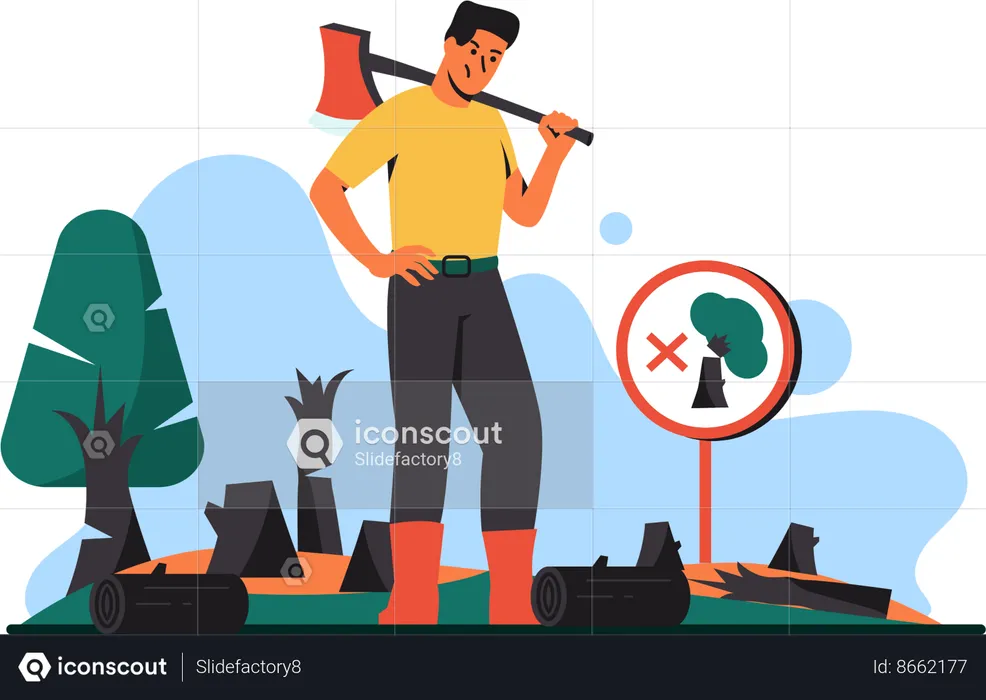 Lumberjack man with axe  Illustration