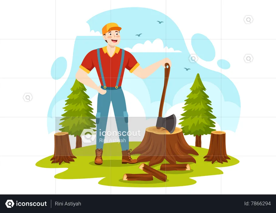 Lumberjack Work  Illustration