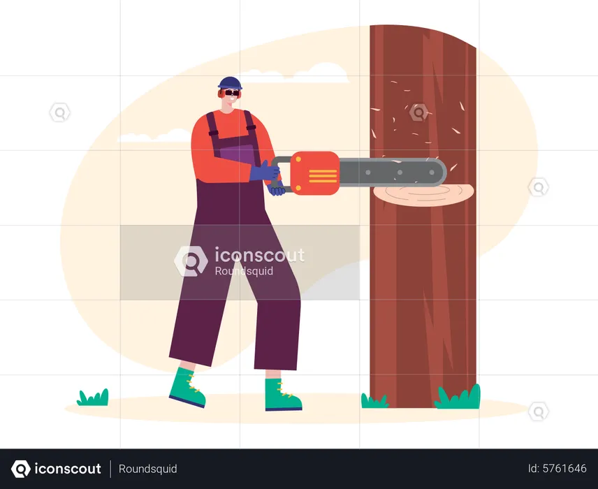 Lumberjacks cutting trees  Illustration