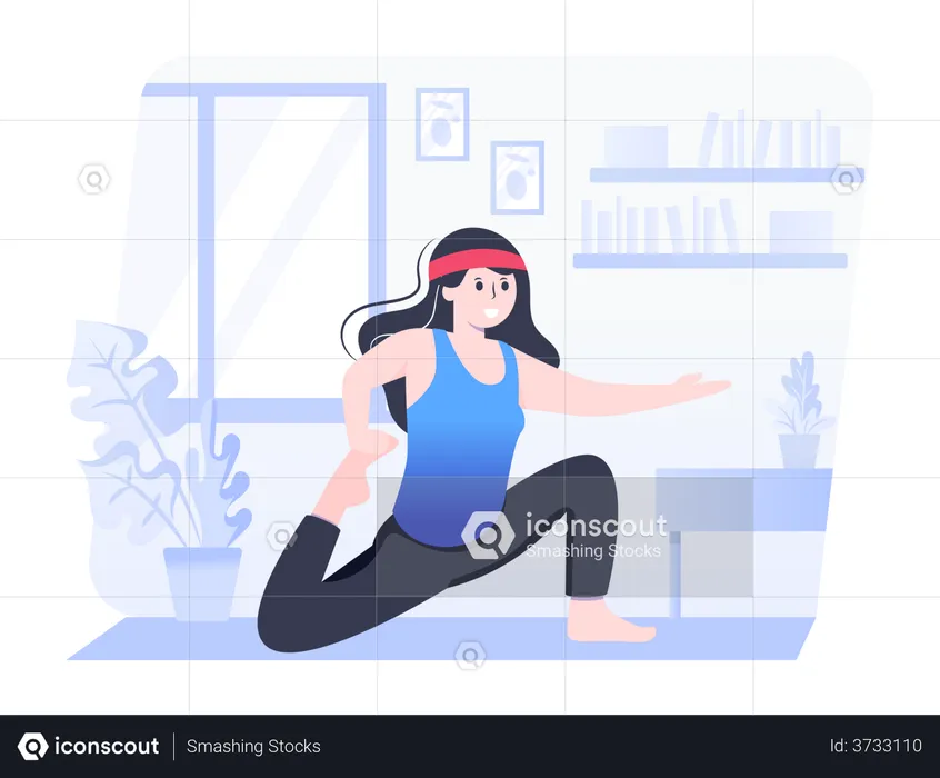 Lunge stretching by girl  Illustration