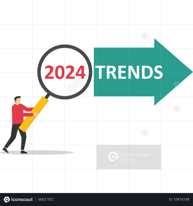 Lupe vergrößert Trends für 2024  Illustration