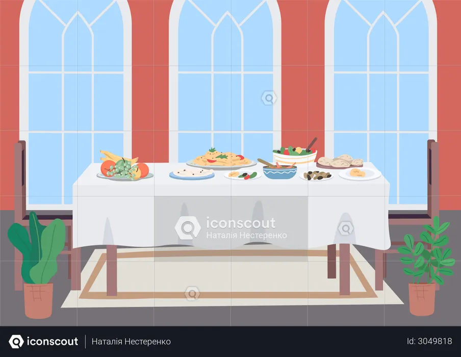 Luxury dinner table  Illustration