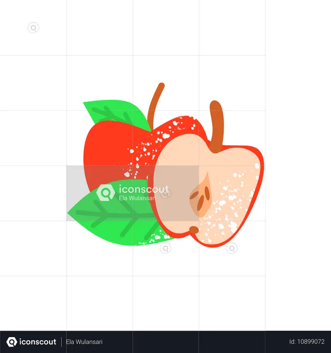 Maçã recém cortada  Ilustração